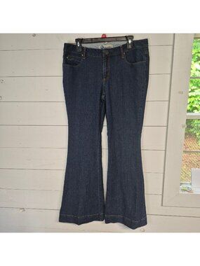 Boom Boom Jeans Womens Dark Wash Bootcut Denim Pants Size 15